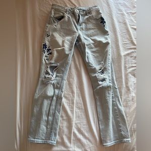 Flower Embroidered Jeans